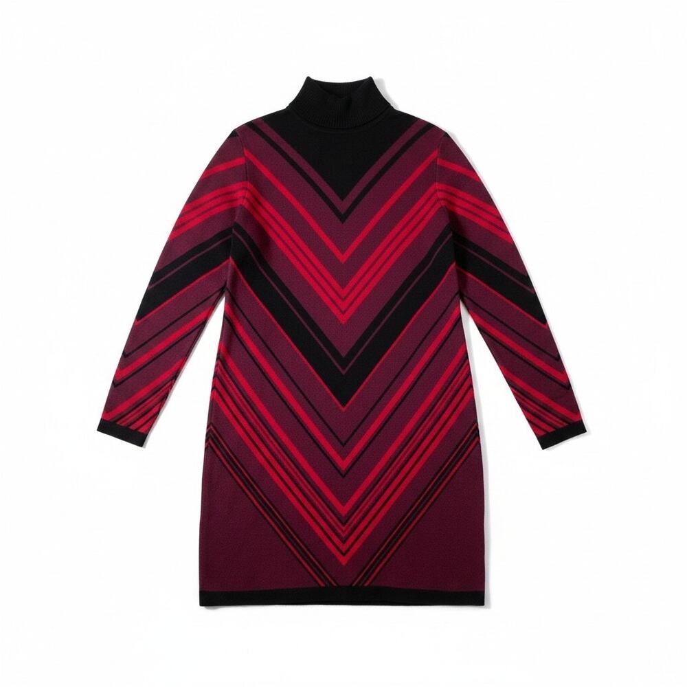 NWT Planet Gold Plus Size 2X Chevron Sweater Dress Black Red Whimsigoth Retro